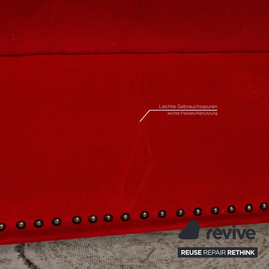 Bretz Gaudi Fabric Three Seater Red Sofa Couch