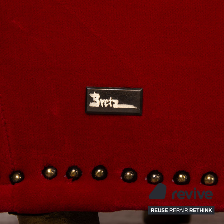 Bretz Gaudi Fabric Three Seater Red Sofa Couch