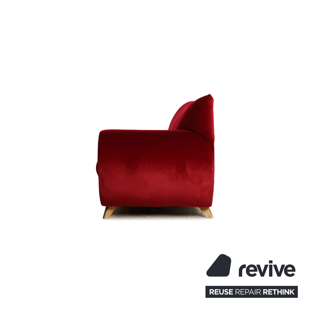 Bretz Gaudi Fabric Three Seater Red Sofa Couch Velvet