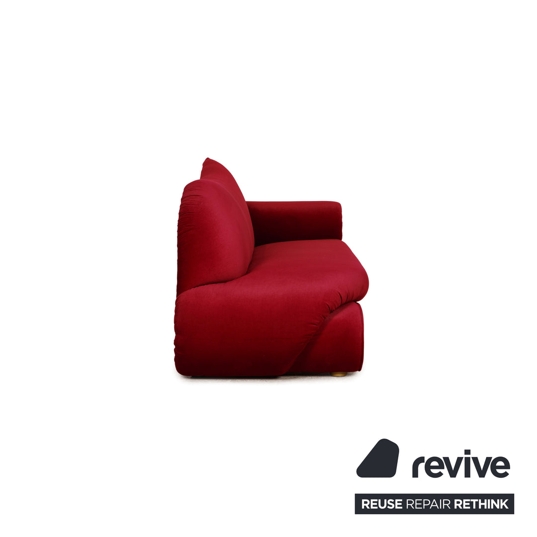 Bretz Gaudi Fabric Three Seater Red Sofa Couch Velvet