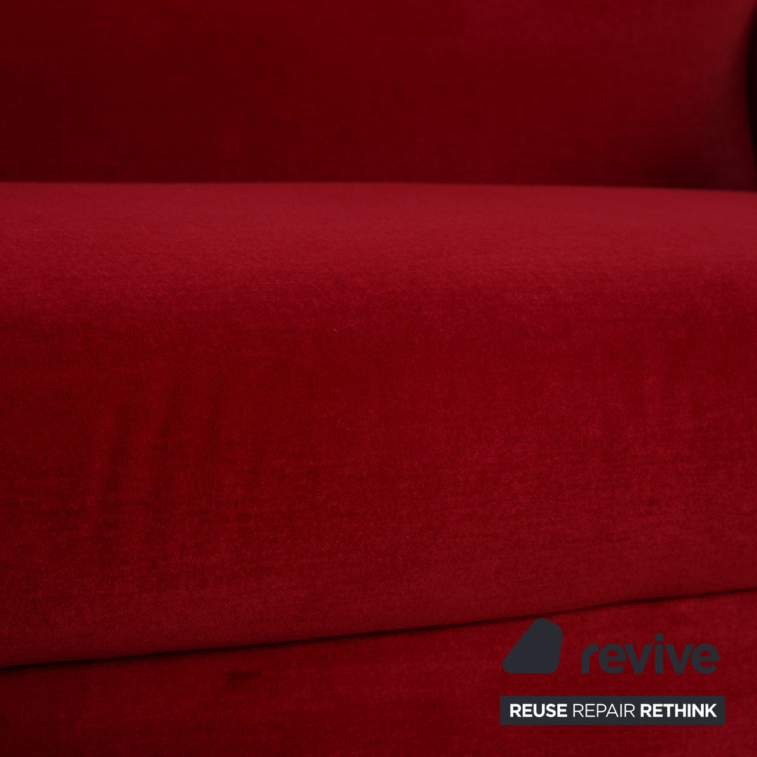 Bretz Gaudi Fabric Three Seater Red Sofa Couch Velvet