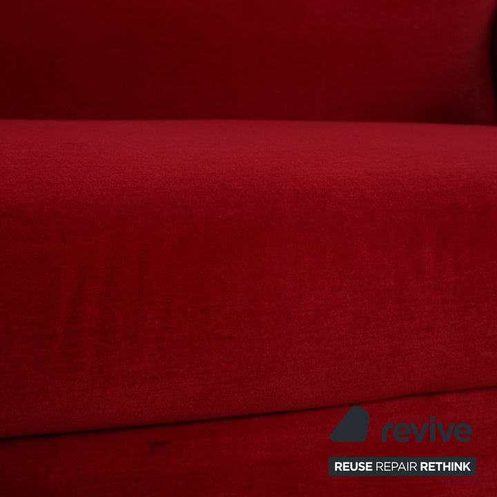 Bretz Gaudi Fabric Three Seater Red Sofa Couch Velvet