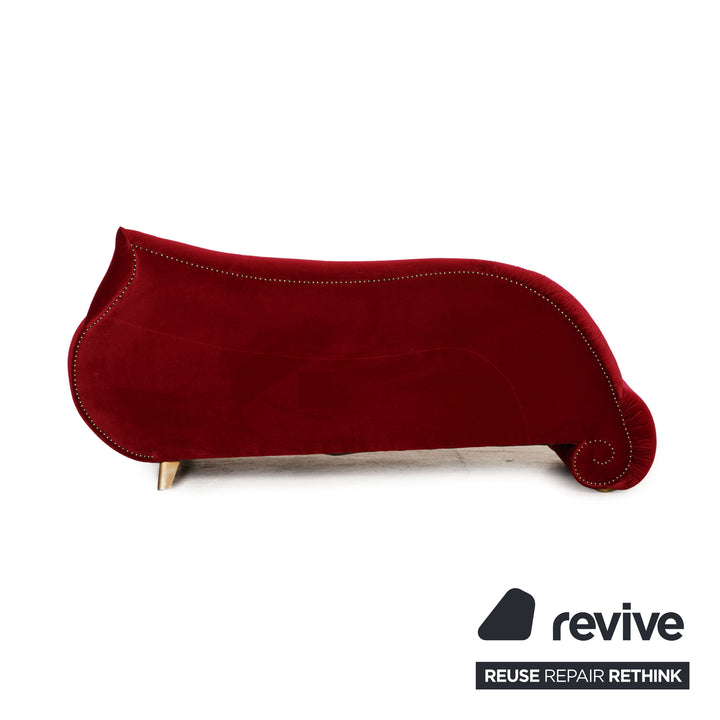 Bretz Gaudi Fabric Three Seater Red Sofa Couch Velvet