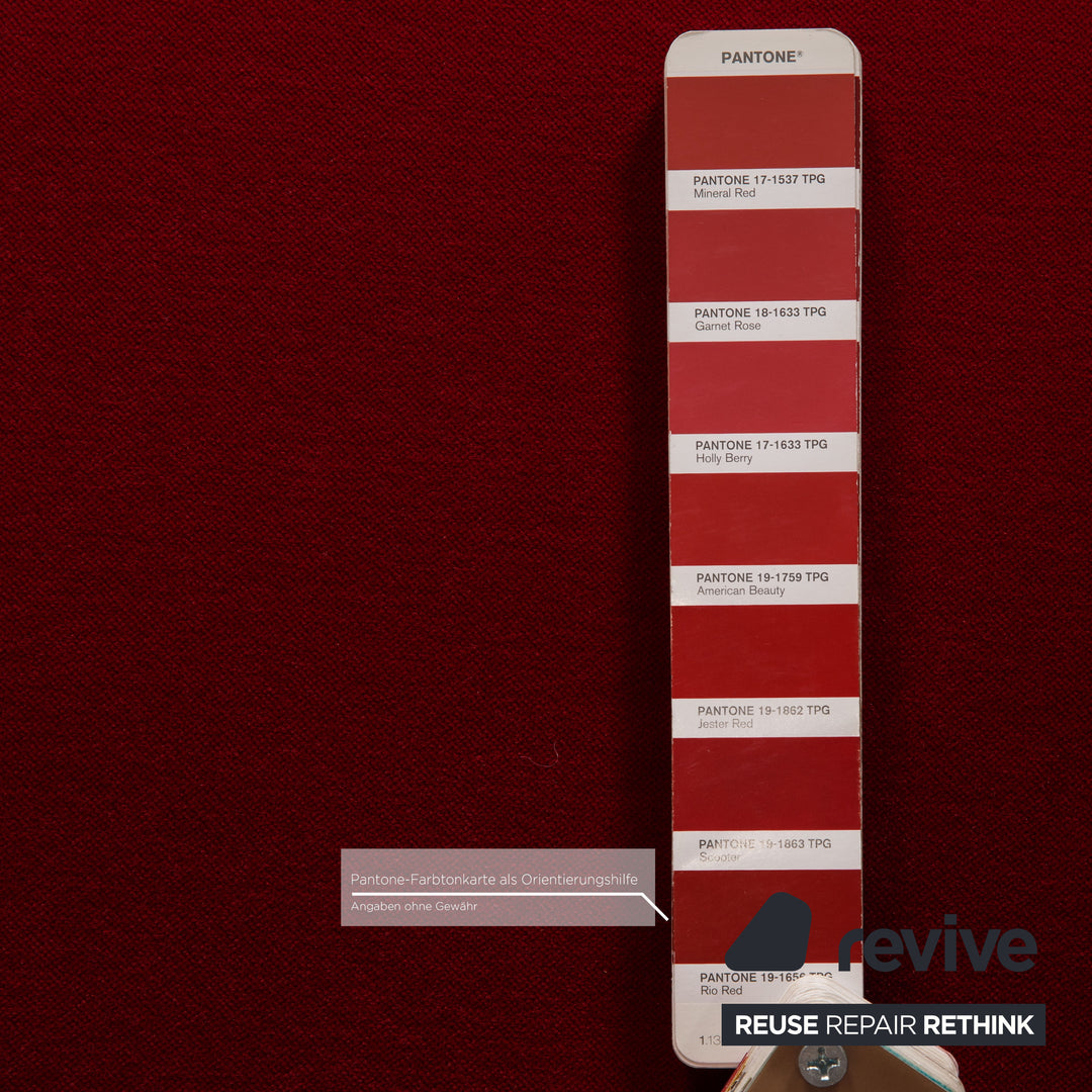 Bretz Gaudi Fabric Three Seater Red Sofa Couch Velvet