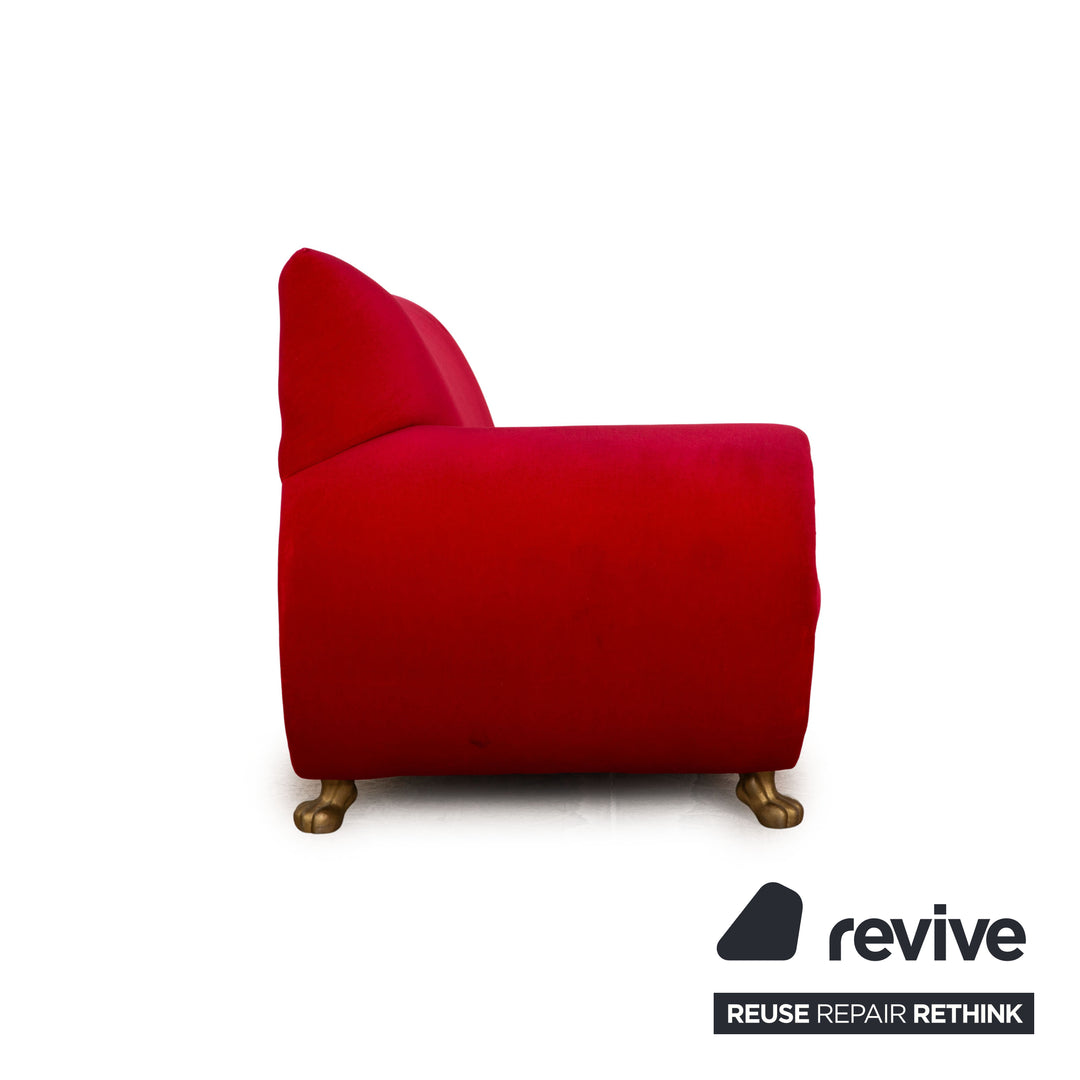 Bretz Gaudi Fabric Red Three Seater Sofa Couch