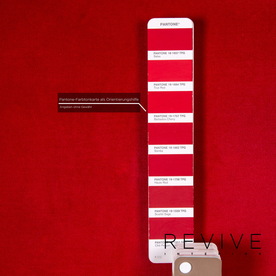 Bretz Gaudi Fabric Velvet Sofa Red Three Seater Couch #14260