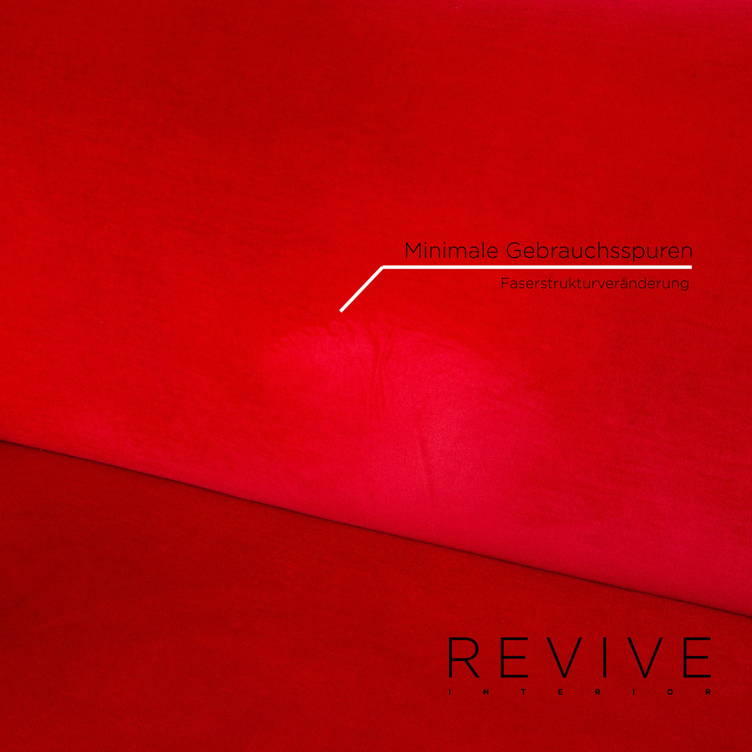 Bretz Gaudi Fabric Velvet Sofa Red Three Seater Couch #14260