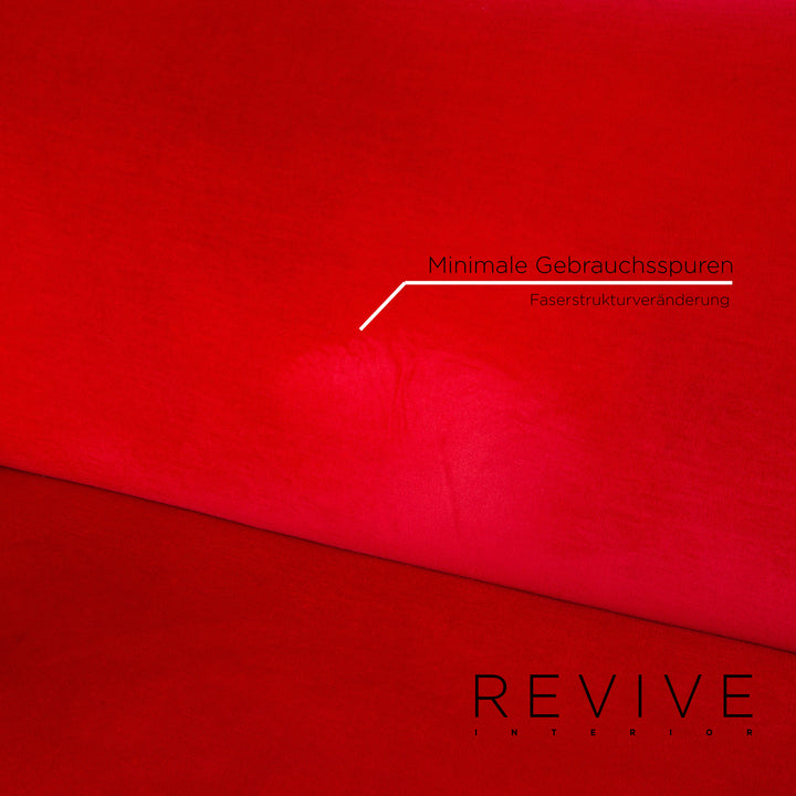 Bretz Gaudi Fabric Velvet Sofa Red Three Seater Couch #14260