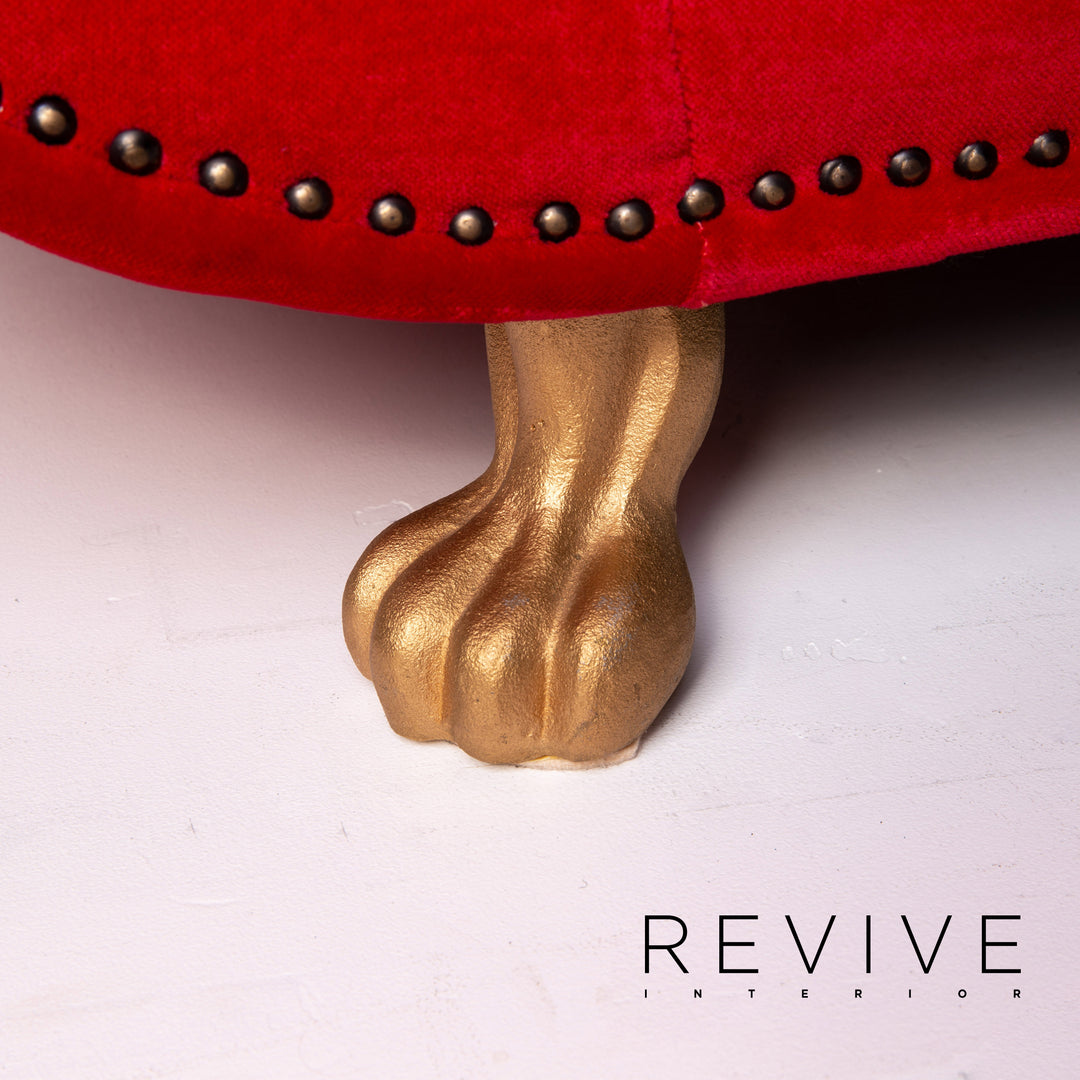 Bretz Gaudi Fabric Velvet Sofa Red Three Seater Couch #14260