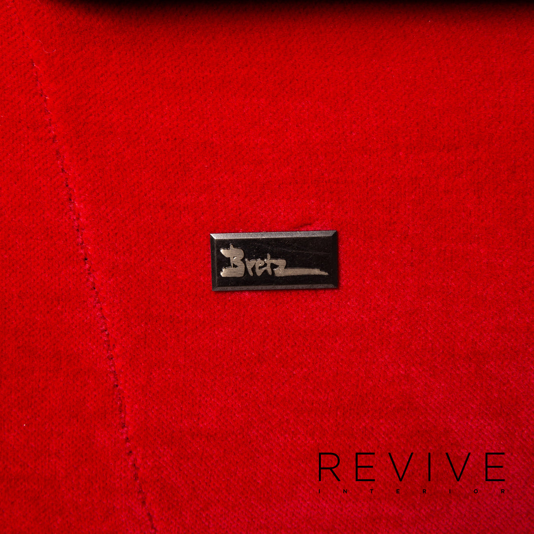 Bretz Gaudi Fabric Velvet Sofa Red Three Seater Couch #14260