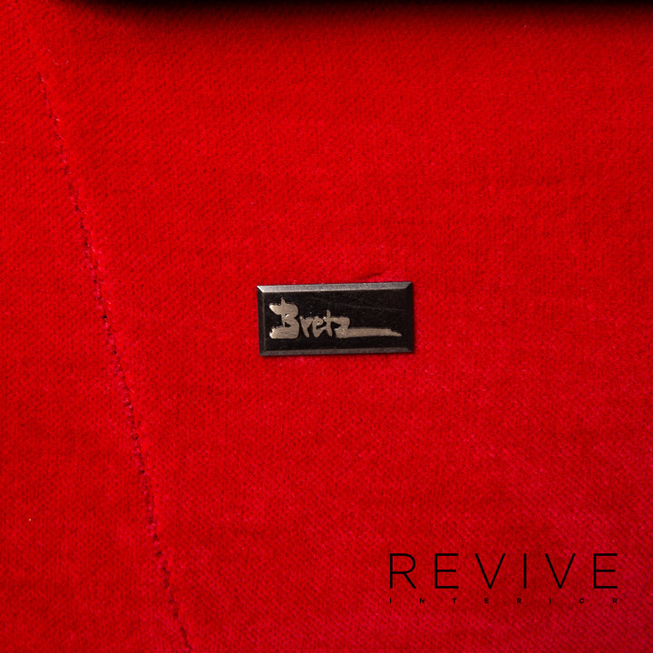 Bretz Gaudi Fabric Velvet Sofa Red Three Seater Couch #14260