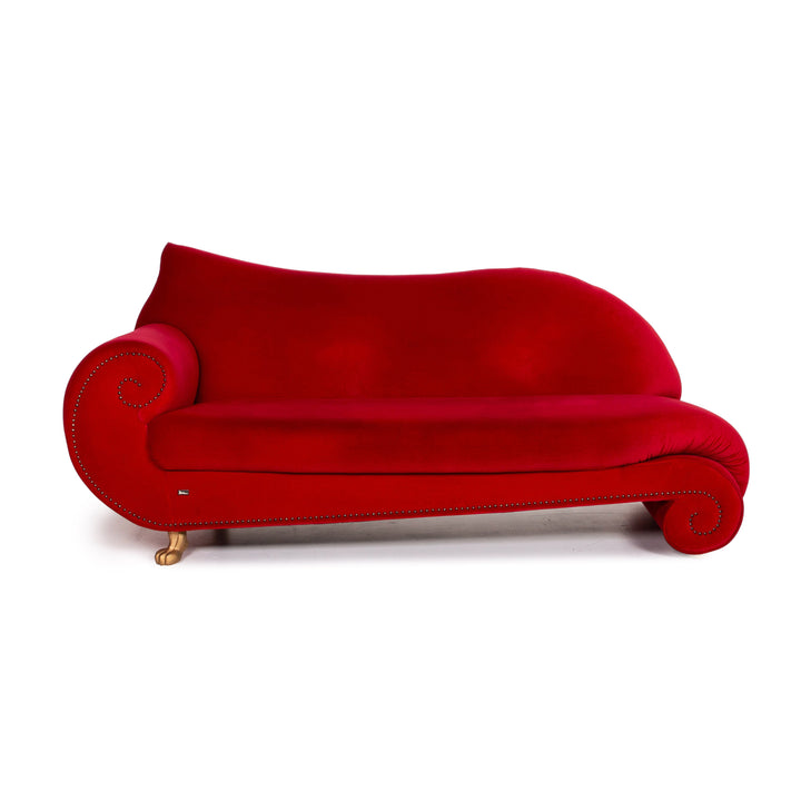 Bretz Gaudi Fabric Velvet Sofa Red Three Seater Couch #14260