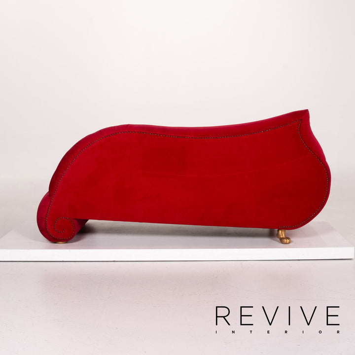 Bretz Gaudi Fabric Velvet Sofa Red Three Seater Couch #14260