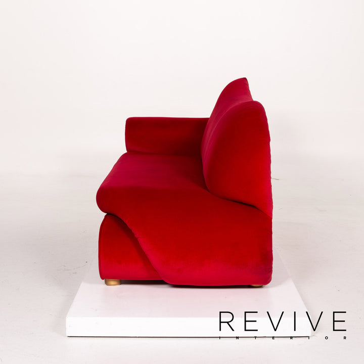 Bretz Gaudi Fabric Velvet Sofa Red Three Seater Couch #14260