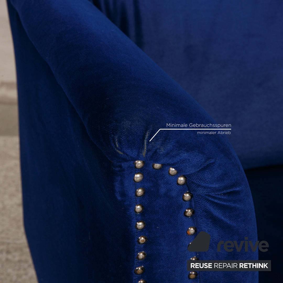 Bretz Gaudi fabric armchair blue velvet