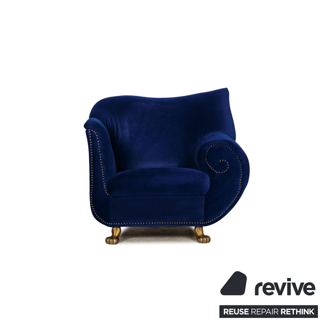 Bretz Gaudi fabric armchair blue velvet