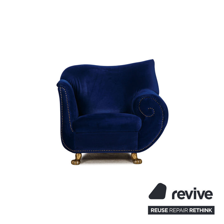 Bretz Gaudi fabric armchair blue velvet