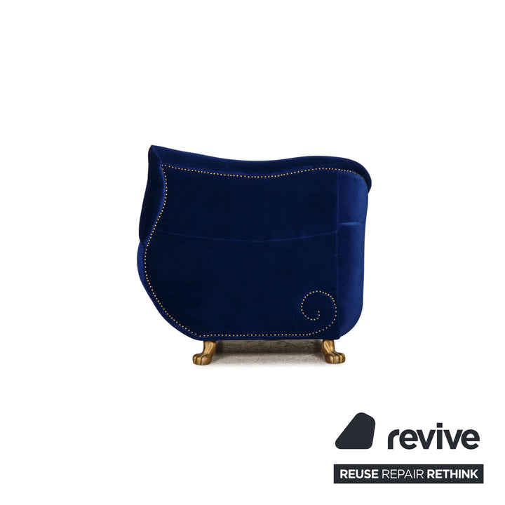 Bretz Gaudi fabric armchair blue velvet