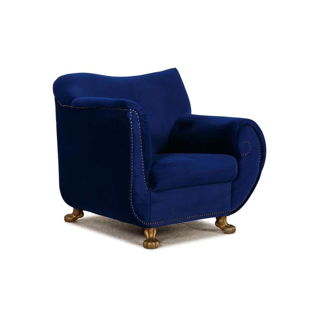 Bretz Gaudi fabric armchair blue velvet