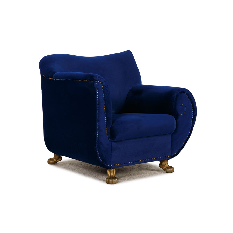 Bretz Gaudi fabric armchair blue velvet