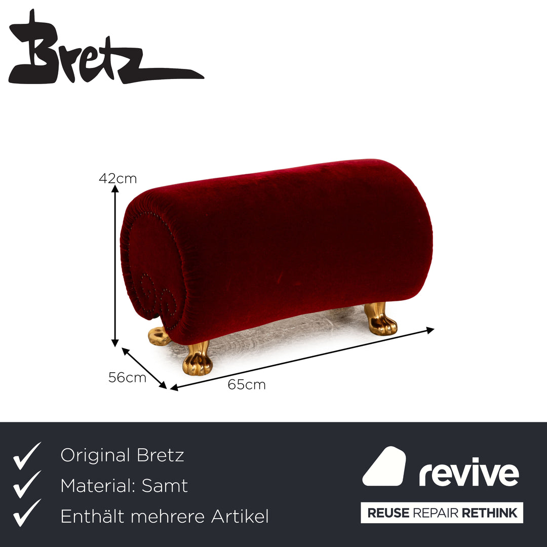 Bretz Gaudi fabric armchair set red velvet stool