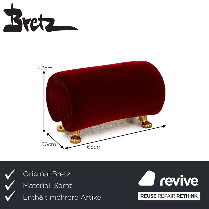 Bretz Gaudi fabric armchair set red velvet stool