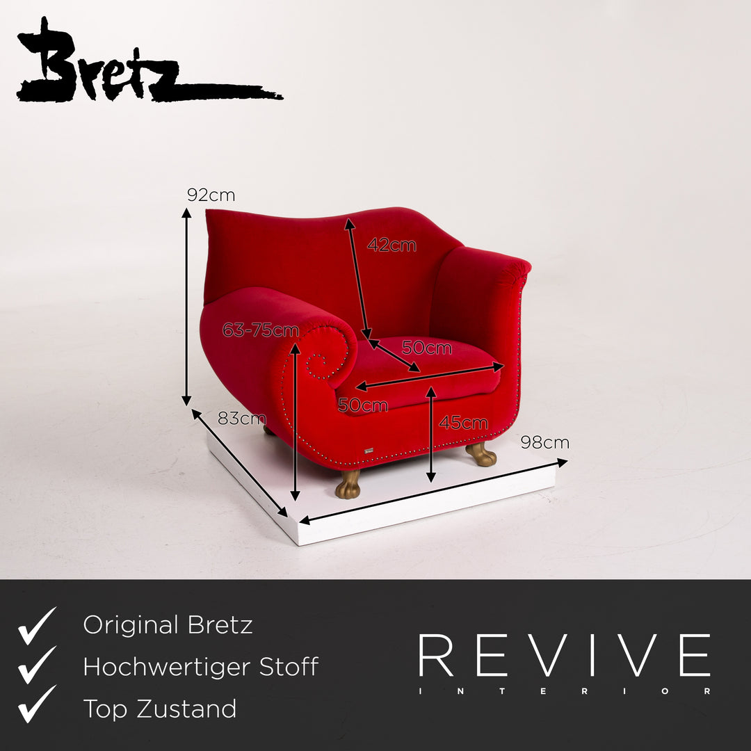 Bretz Gaudi Fabric Armchair Red #14358