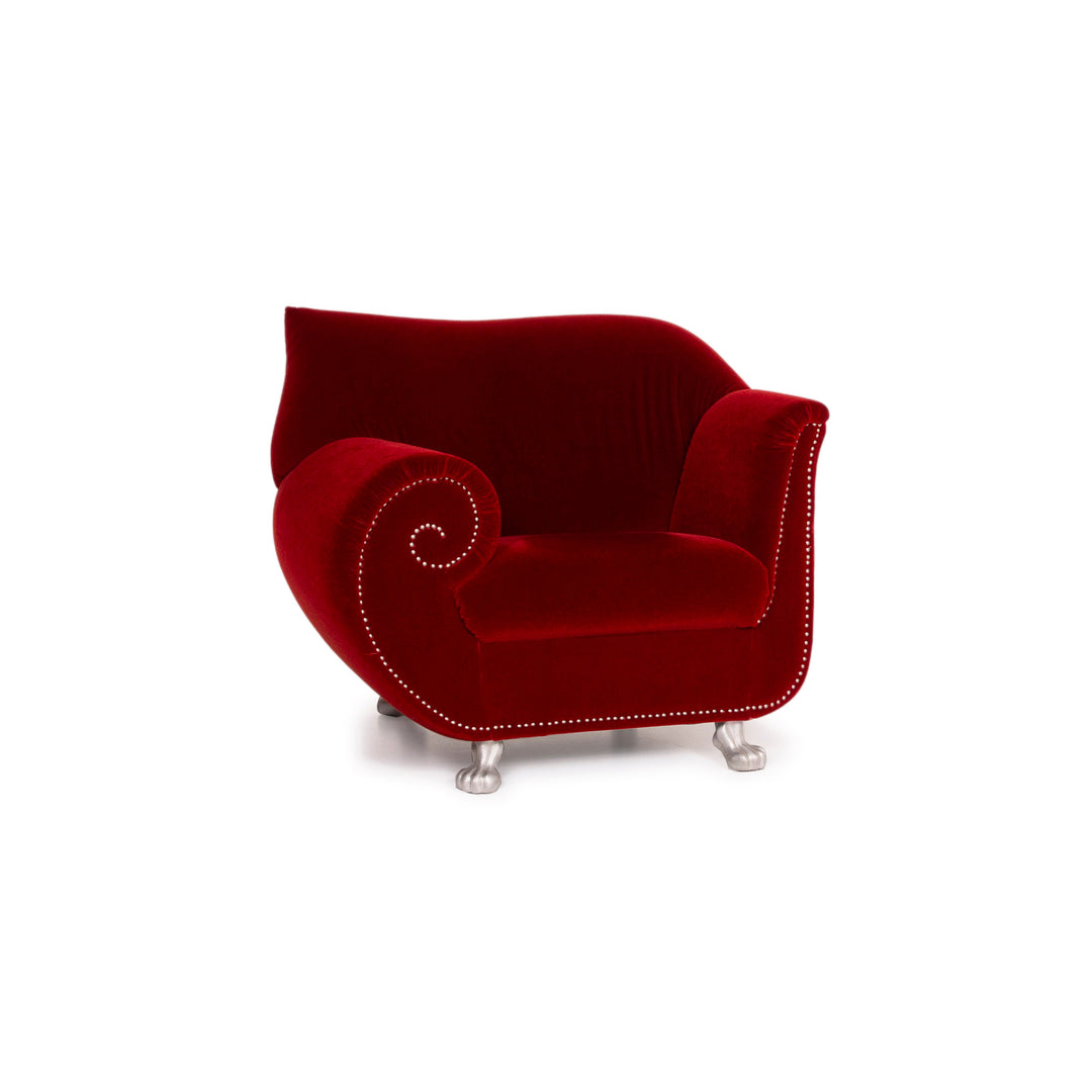 Bretz Gaudi Fabric Armchair Red Velvet #14727