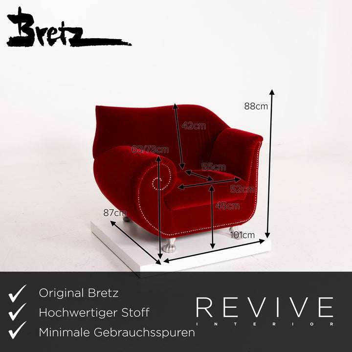 Bretz Gaudi Fabric Armchair Red Velvet #14727