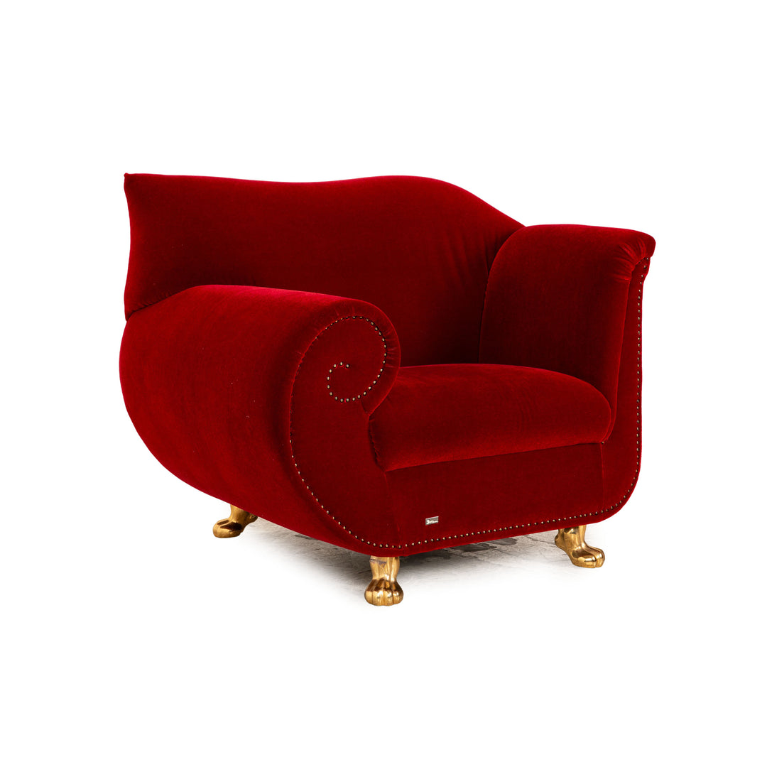 Bretz Gaudi fabric armchair red velvet