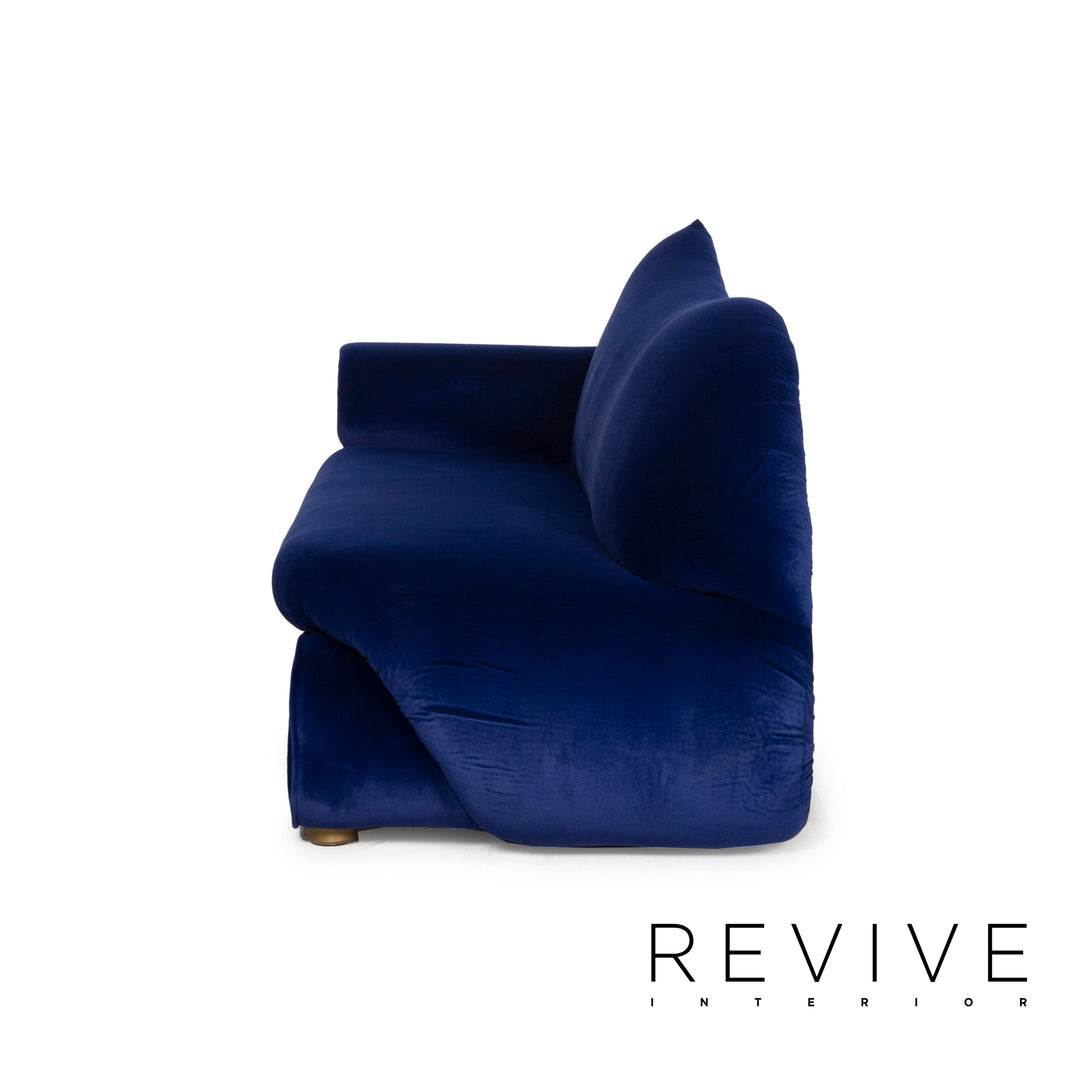 Bretz Gaudi fabric sofa blue velvet three seater
