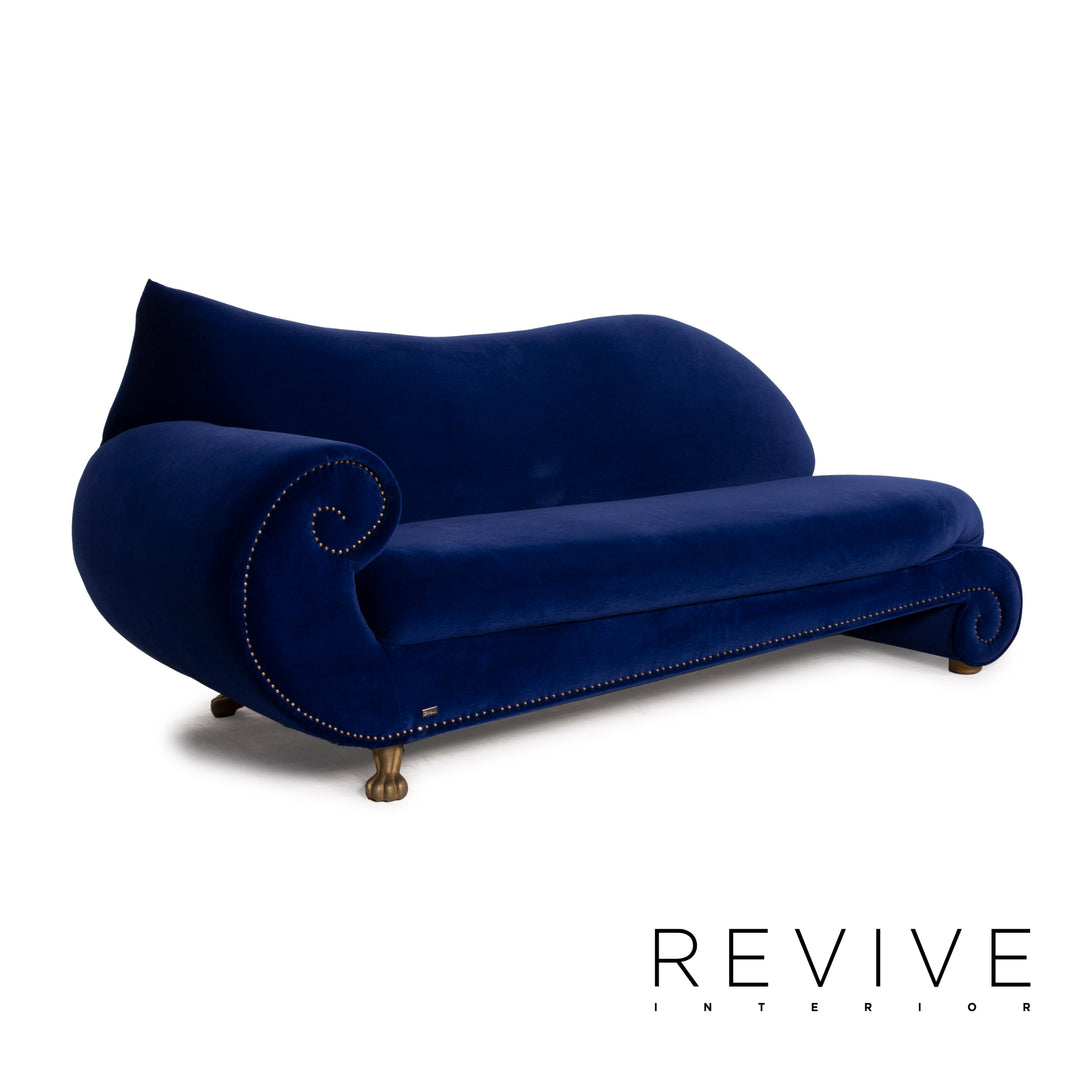 Bretz Gaudi fabric sofa blue velvet three seater