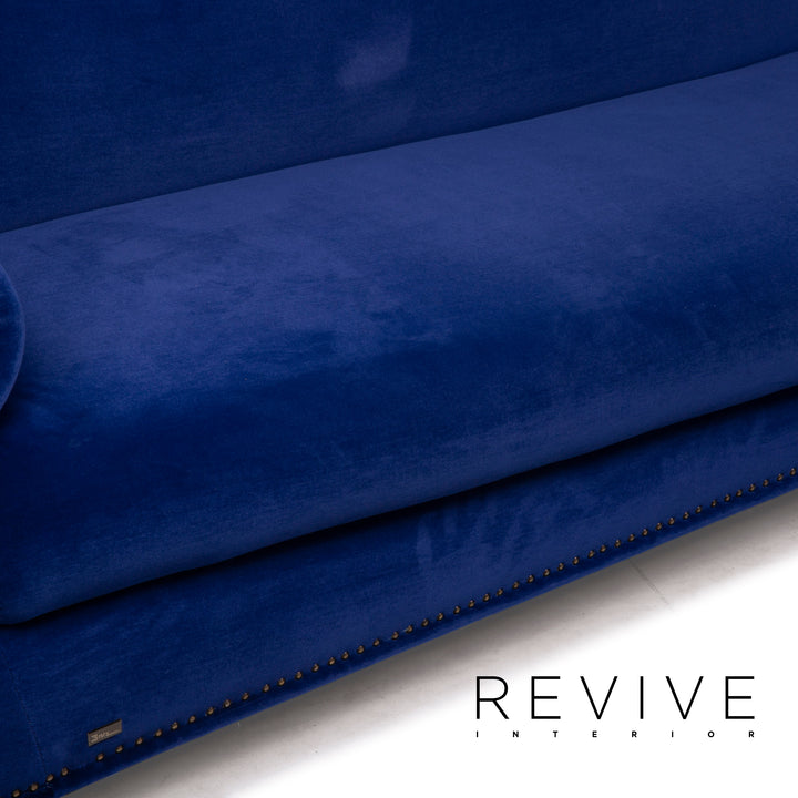 Bretz Gaudi fabric sofa blue velvet three seater