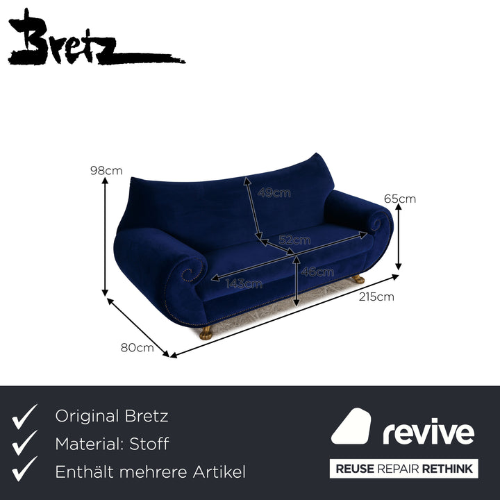 Bretz Gaudi fabric sofa set blue two-seater armchair couch velvet