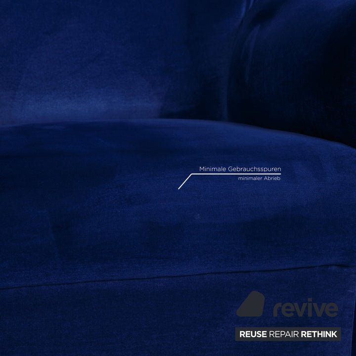 Bretz Gaudi fabric sofa set blue two-seater armchair couch velvet