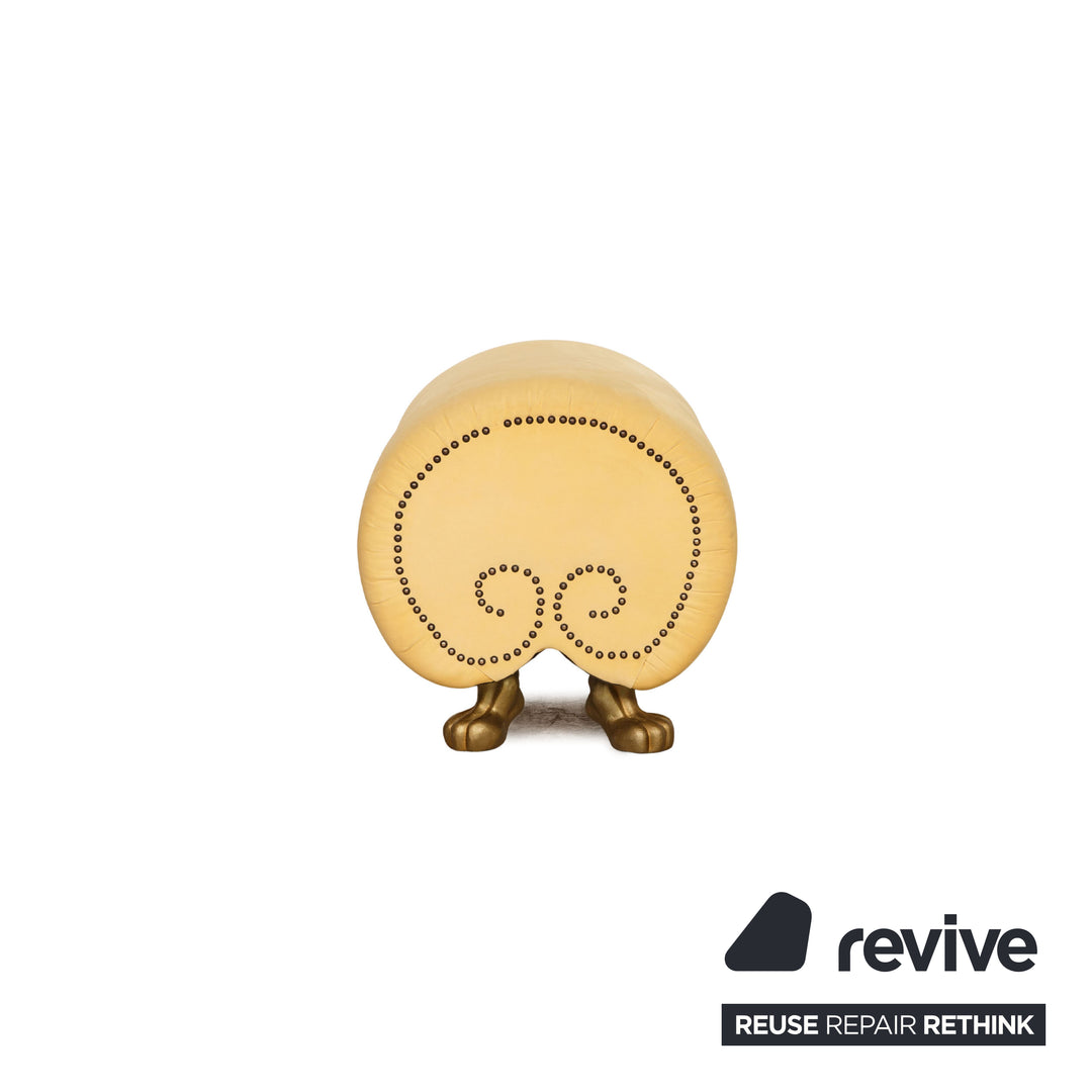 Bretz Gaudi fabric sofa set yellow three seater stool