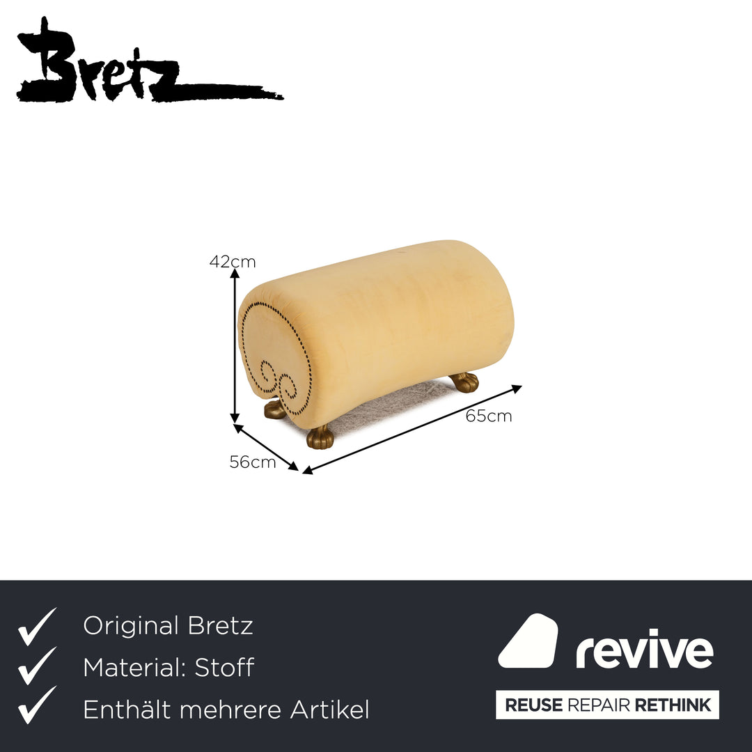 Bretz Gaudi fabric sofa set yellow three seater stool