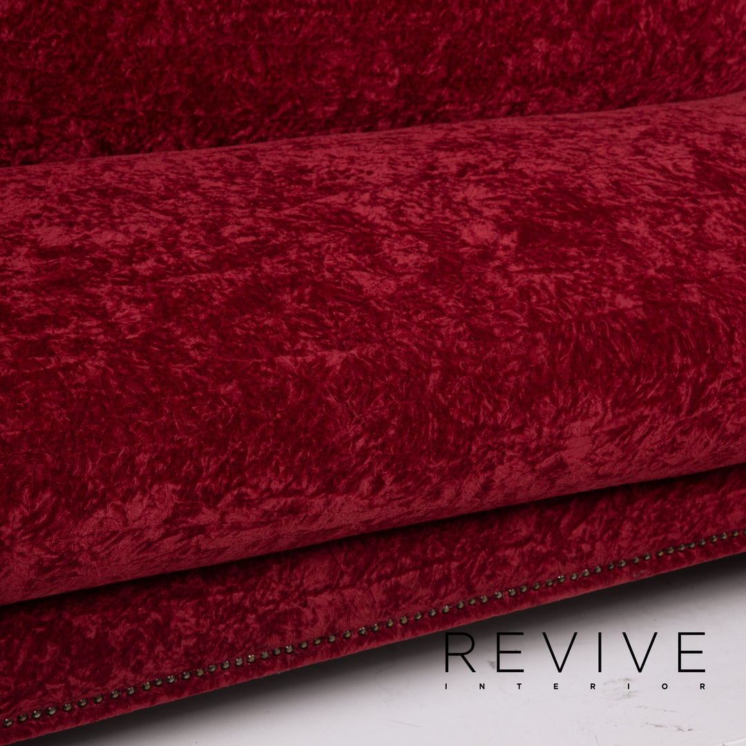 Bretz Gaudi fabric sofa set red three-seater incl. cushion stool #15253