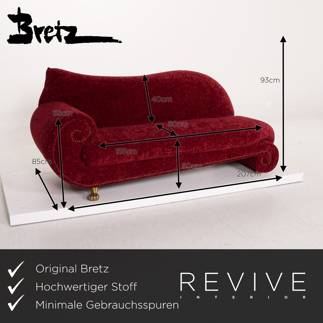 Bretz Gaudi fabric sofa set red three-seater incl. cushion stool #15253