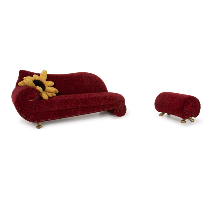 Bretz Gaudi fabric sofa set red three-seater incl. cushion stool #15253