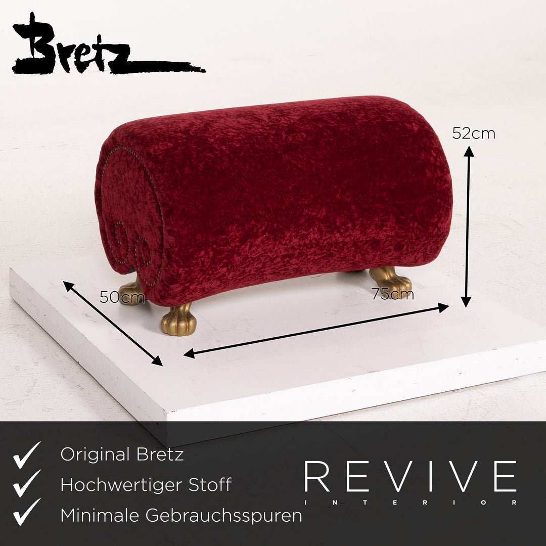 Bretz Gaudi fabric sofa set red three-seater incl. cushion stool #15253