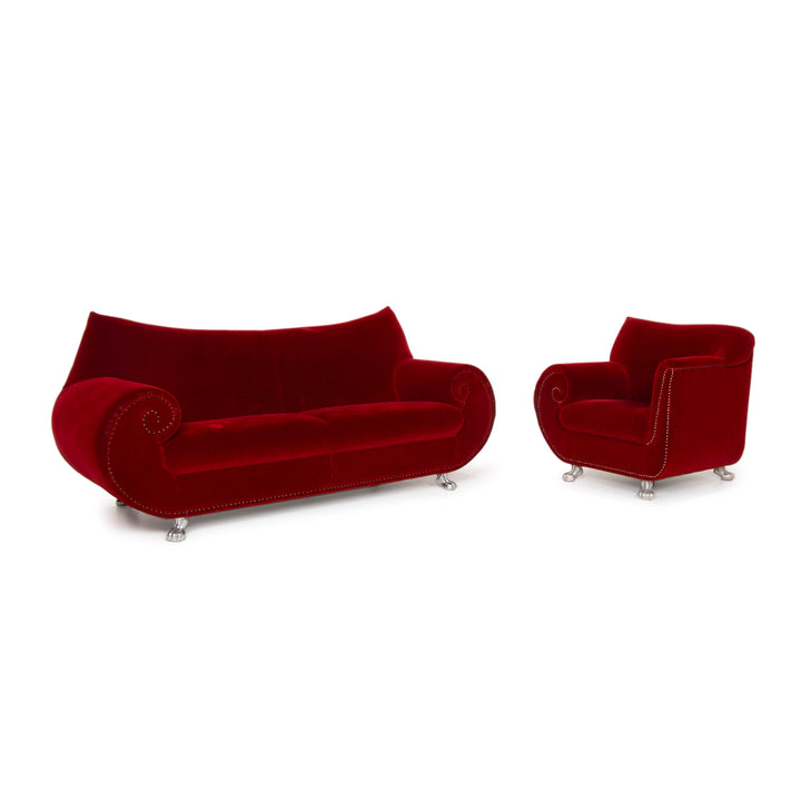 Bretz Gaudi fabric sofa set red three-seater armchair velvet #14964