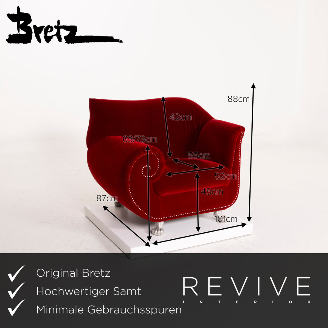 Bretz Gaudi fabric sofa set red three-seater armchair velvet #14964