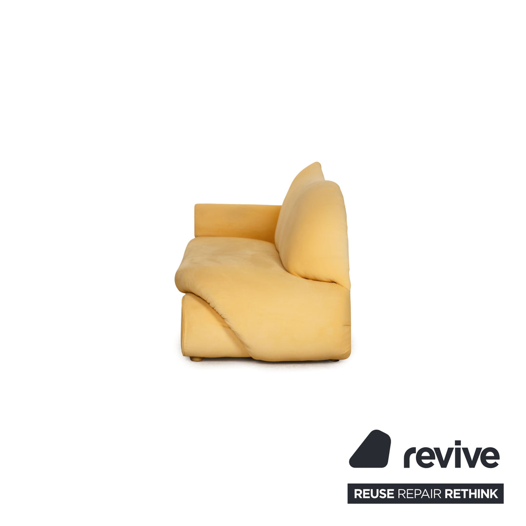 Bretz Gaudi Fabric Sofa Yellow Three Seater Couch