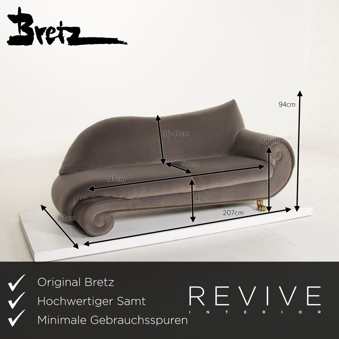 Bretz Gaudi Fabric Sofa Gray Three Seater Velvet #15153