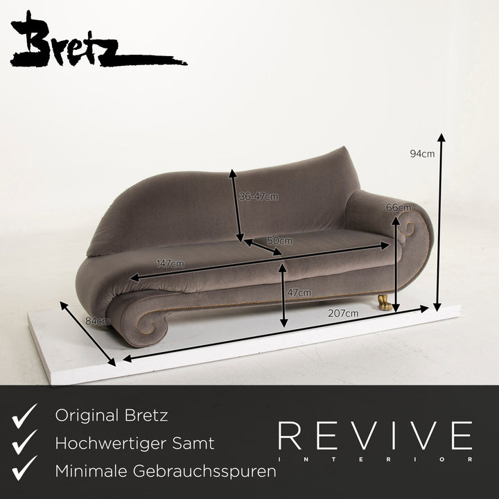 Bretz Gaudi Fabric Sofa Gray Three Seater Velvet #15153