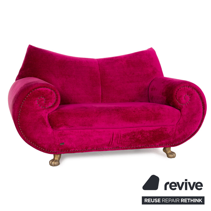 Bretz Gaudi Fabric Sofa Pink Two Seater Coffee Table Glass Set