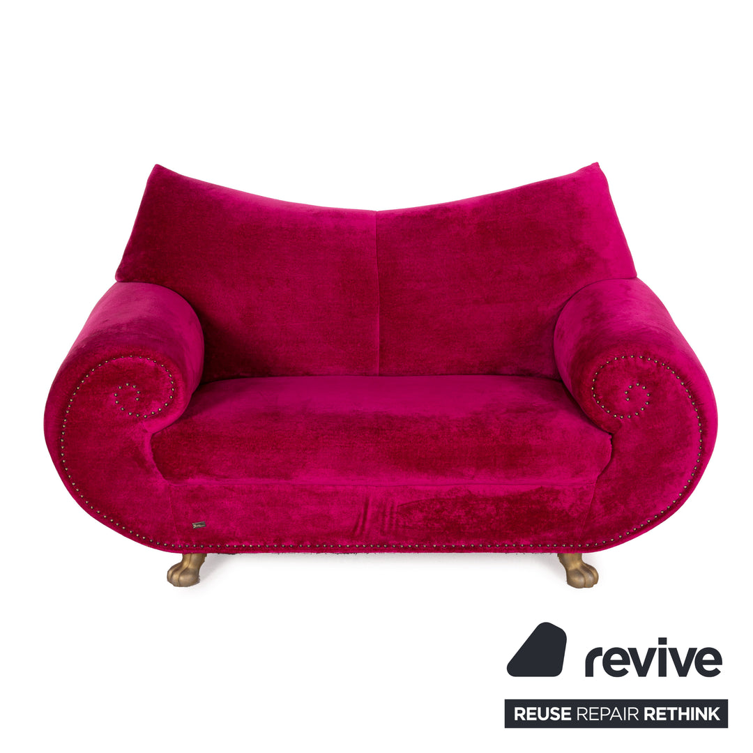 Bretz Gaudi Fabric Sofa Pink Two Seater Coffee Table Glass Set