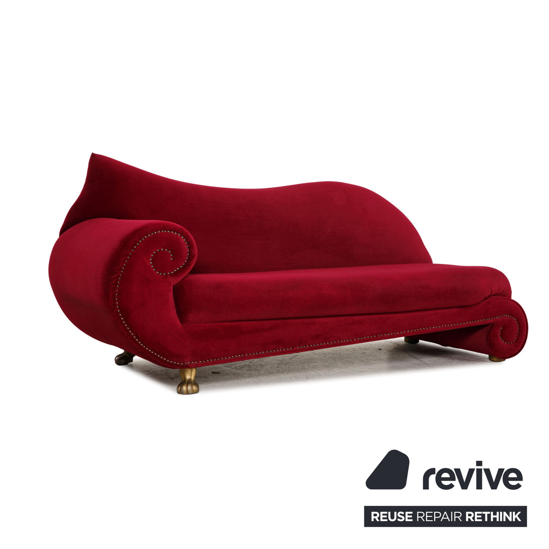 Bretz Gaudi Fabric Sofa Red Three Seater Couch