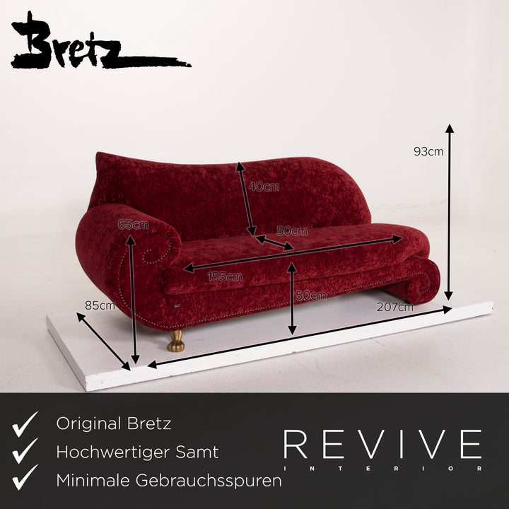 Bretz Gaudi Fabric Sofa Red Three Seater Velvet #14986